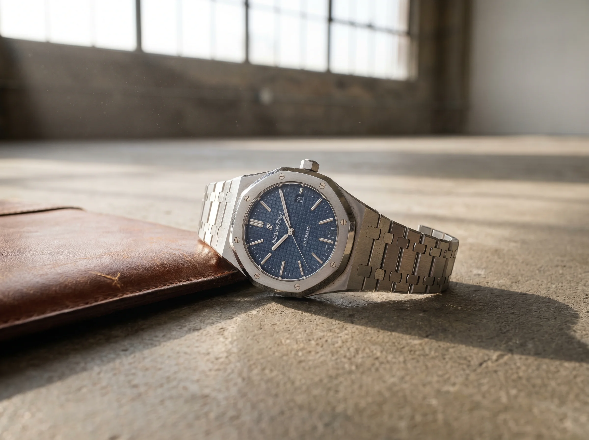 Discontinued Audemars Piguet Royal Oak Selfwinding 15400ST previous generation 41mm stainless steel with blue Grande Tapisserie dial