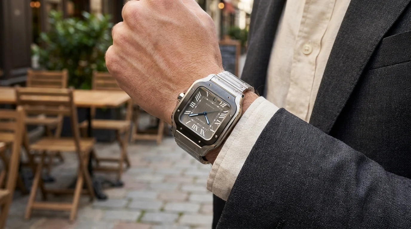 Cartier Santos Large reference WSSA0037 worn on the wrist