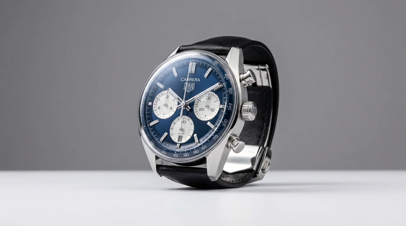 TAG Heuer Carrera Chronograph Glassbox with blue dial, a racing heritage chronograph pick for 2026