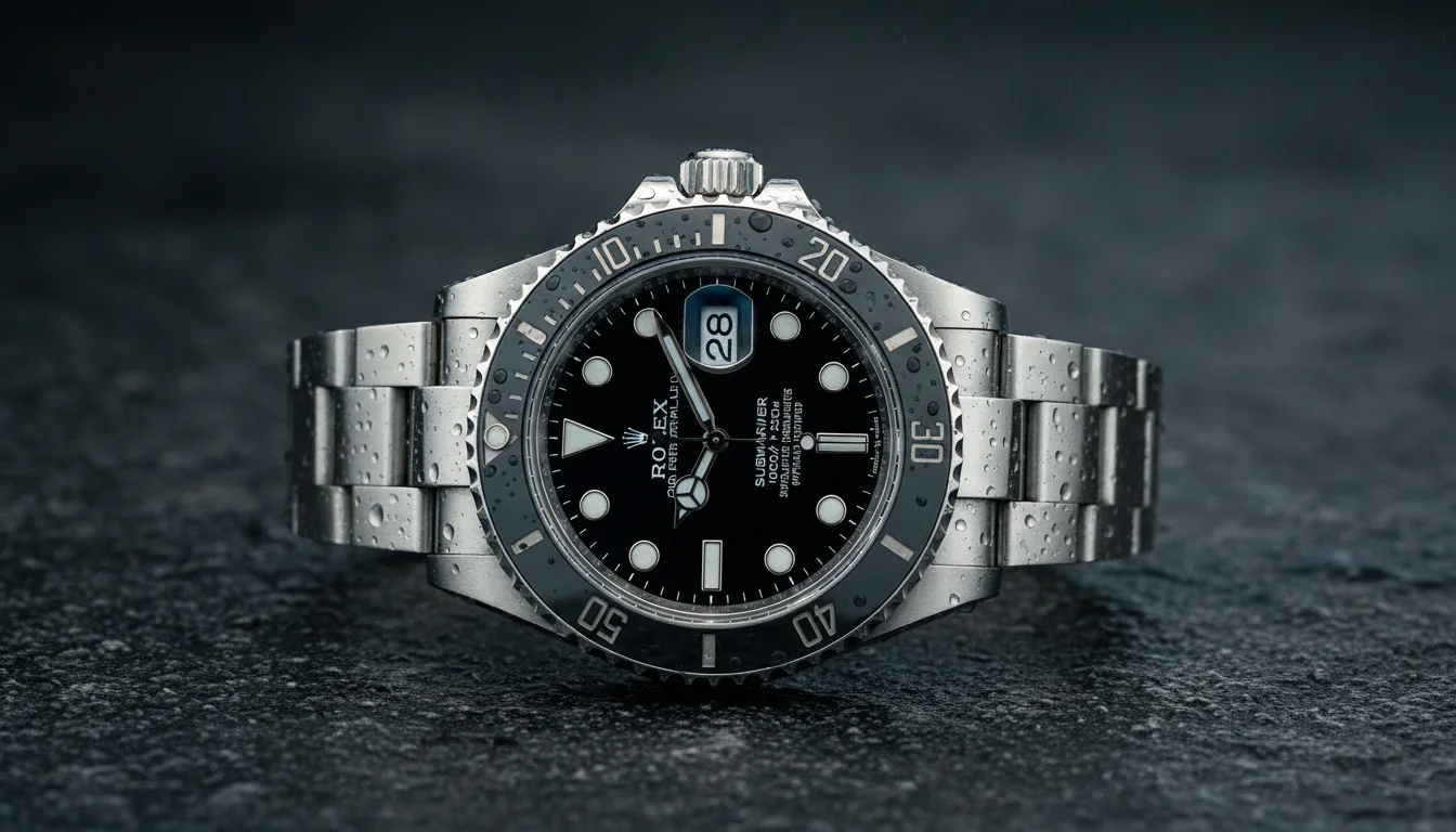 Best dive watches 2026, Rolex Submariner 126610LN black dial on wet stone