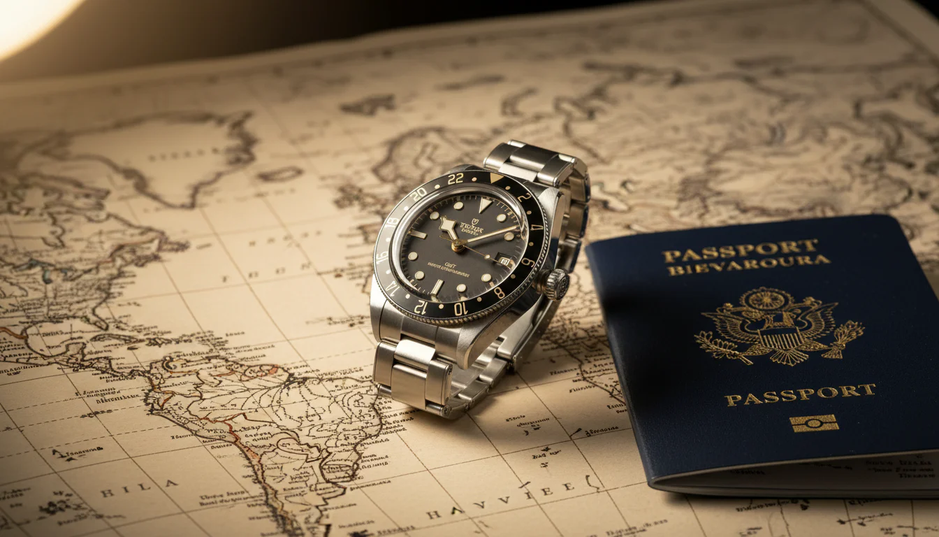 Best GMT and travel watches 2026, Tudor Black Bay 58 GMT on a world map