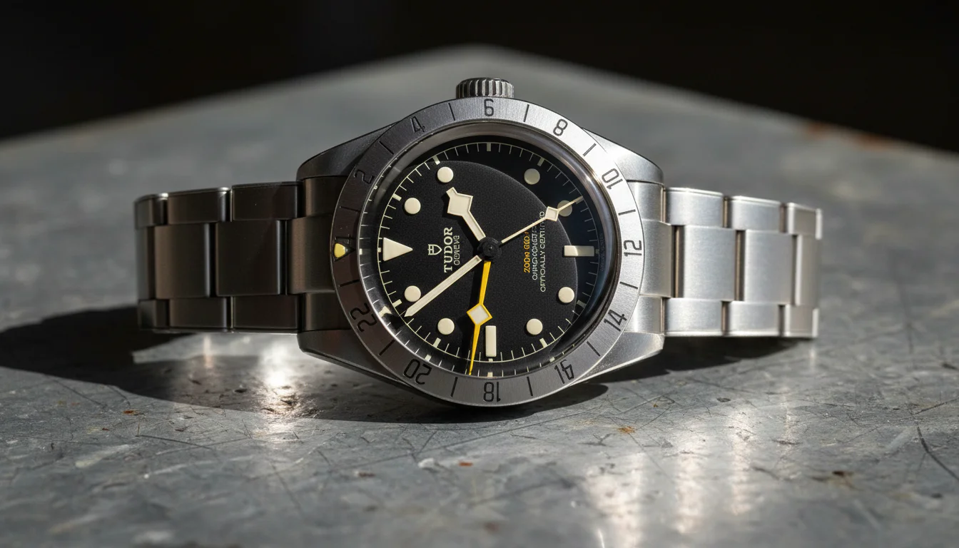 Tudor Black Bay Pro fixed-bezel GMT with yellow hand, a tool travel watch for 2026