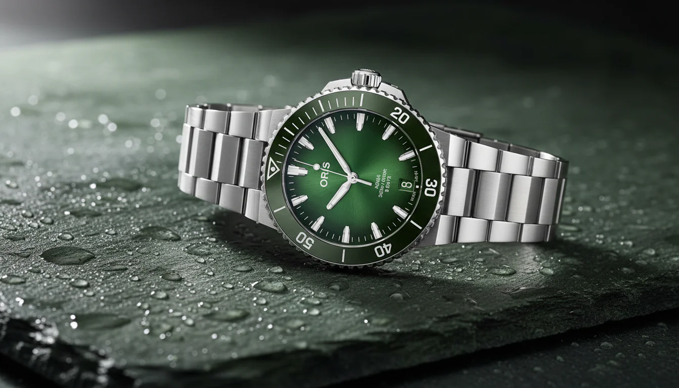 Oris Aquis gradient green dial, a value green dial diver for 2026