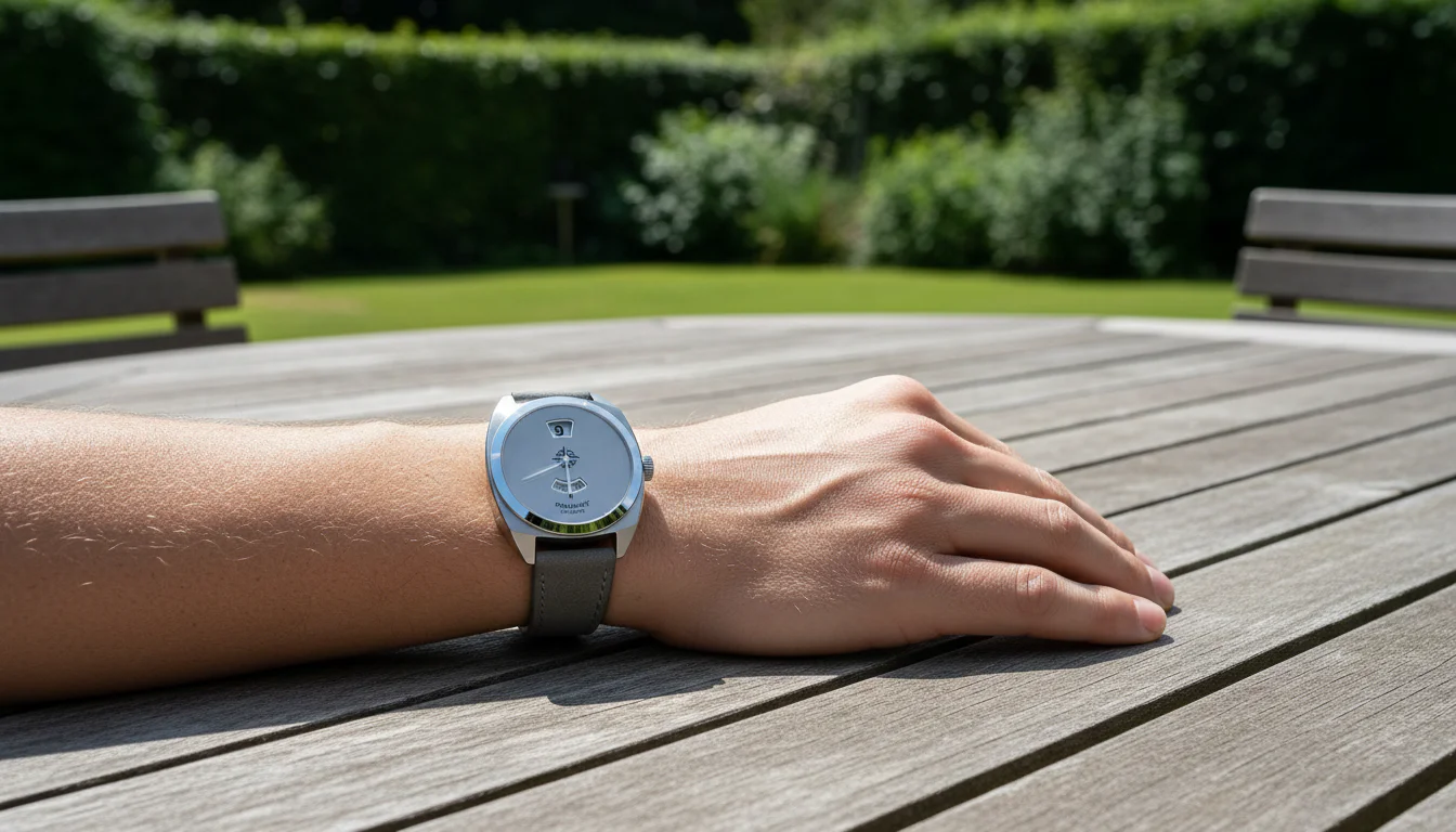 Bremont Terra Nova 35mm Jumping Hour worn on the wrist with steel bracelet