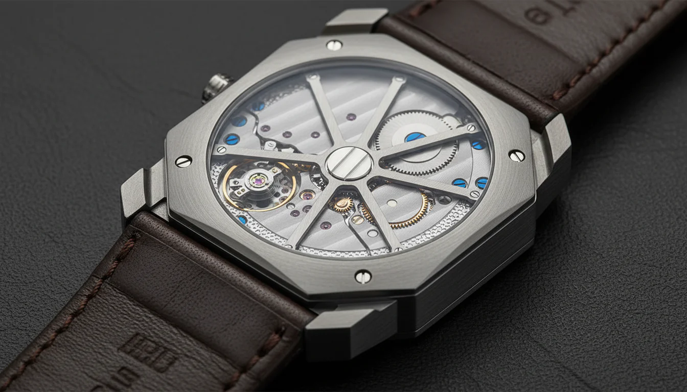 Bulgari Octo Finissimo Dual Time x Vianney Halter caseback showing Caliber BVF 200 micro-rotor movement