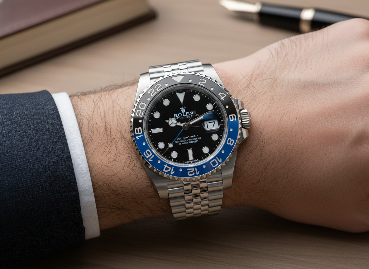 Rolex GMT-Master II Batgirl reference 126710BLNR on Jubilee bracelet with blue and black bezel