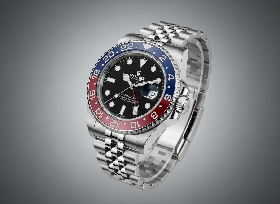 Rolex GMT-Master II Pepsi reference 126710BLRO on Jubilee bracelet with red and blue Cerachrom bezel