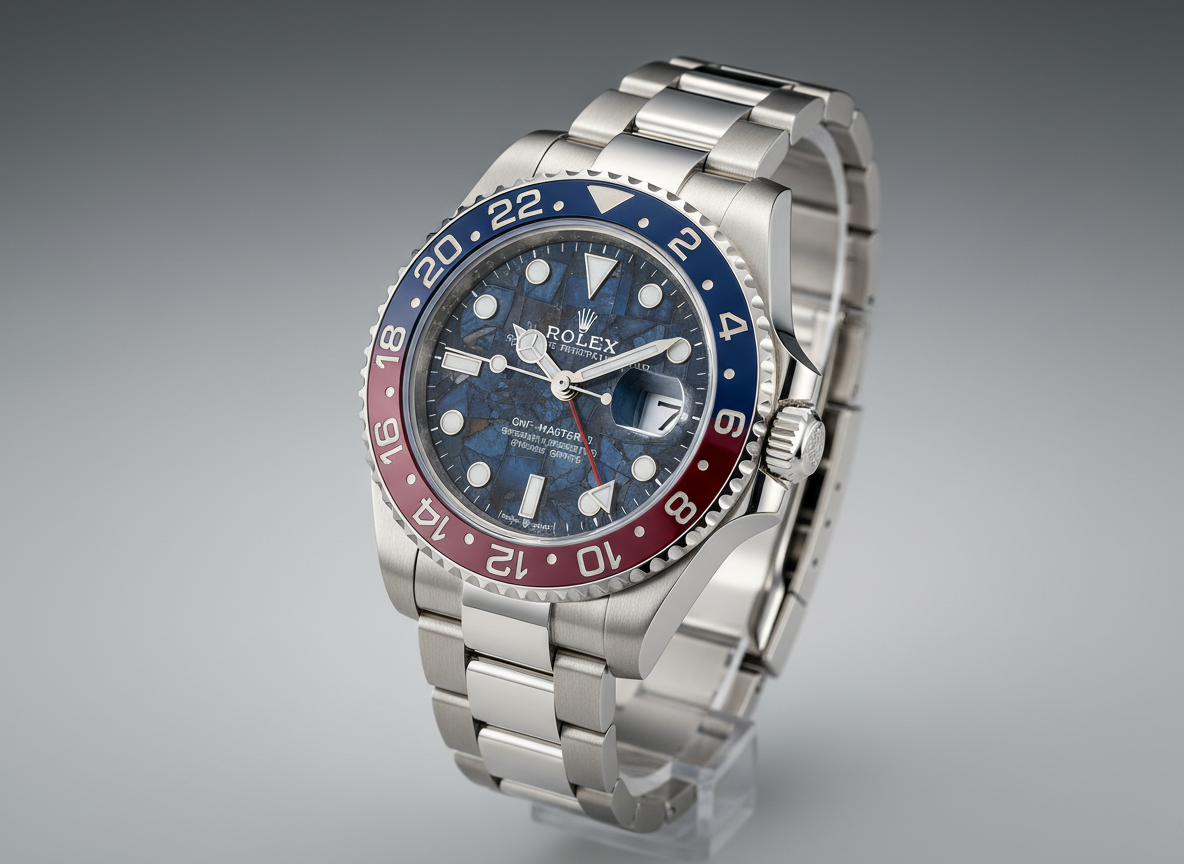 Rolex GMT-Master II Pepsi reference 126719BLRO in 18k white gold with red and blue Cerachrom bezel