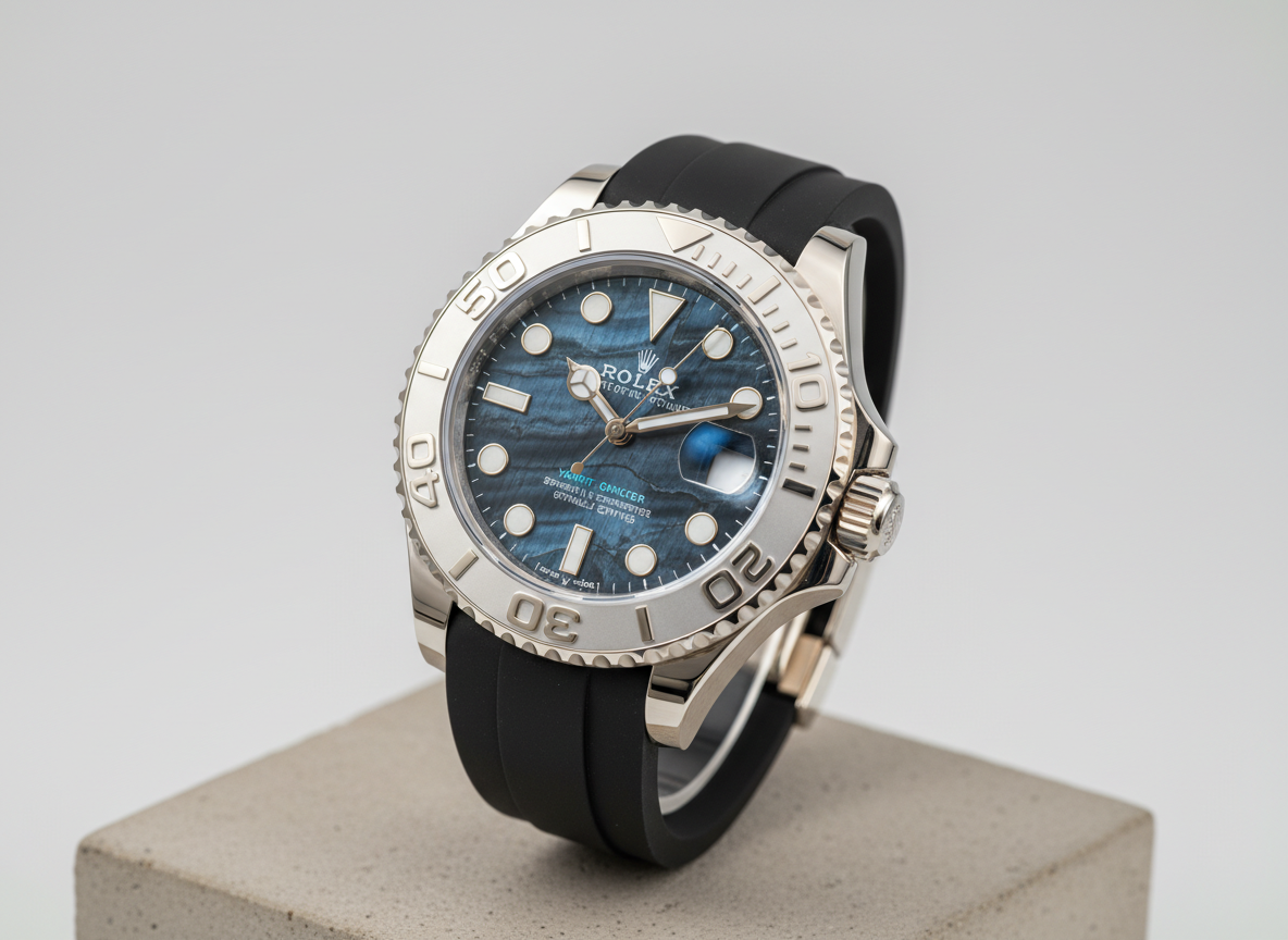 Rolex Yacht-Master 42 reference 226659 in white gold with semi-precious Falcon's Eye stone dial