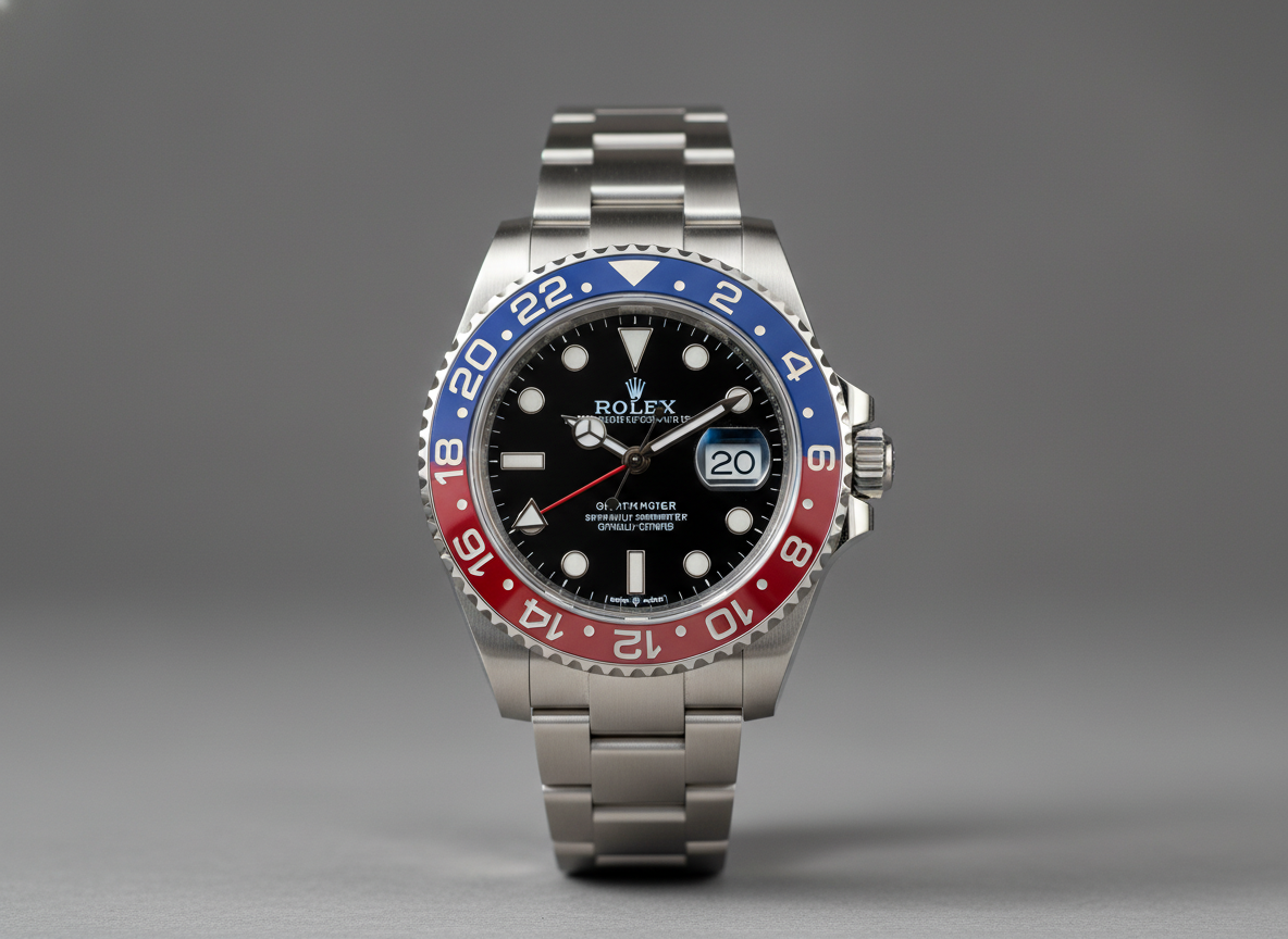 Rolex GMT-Master II Pepsi reference 126710BLRO on Oyster bracelet with red and blue Cerachrom bezel