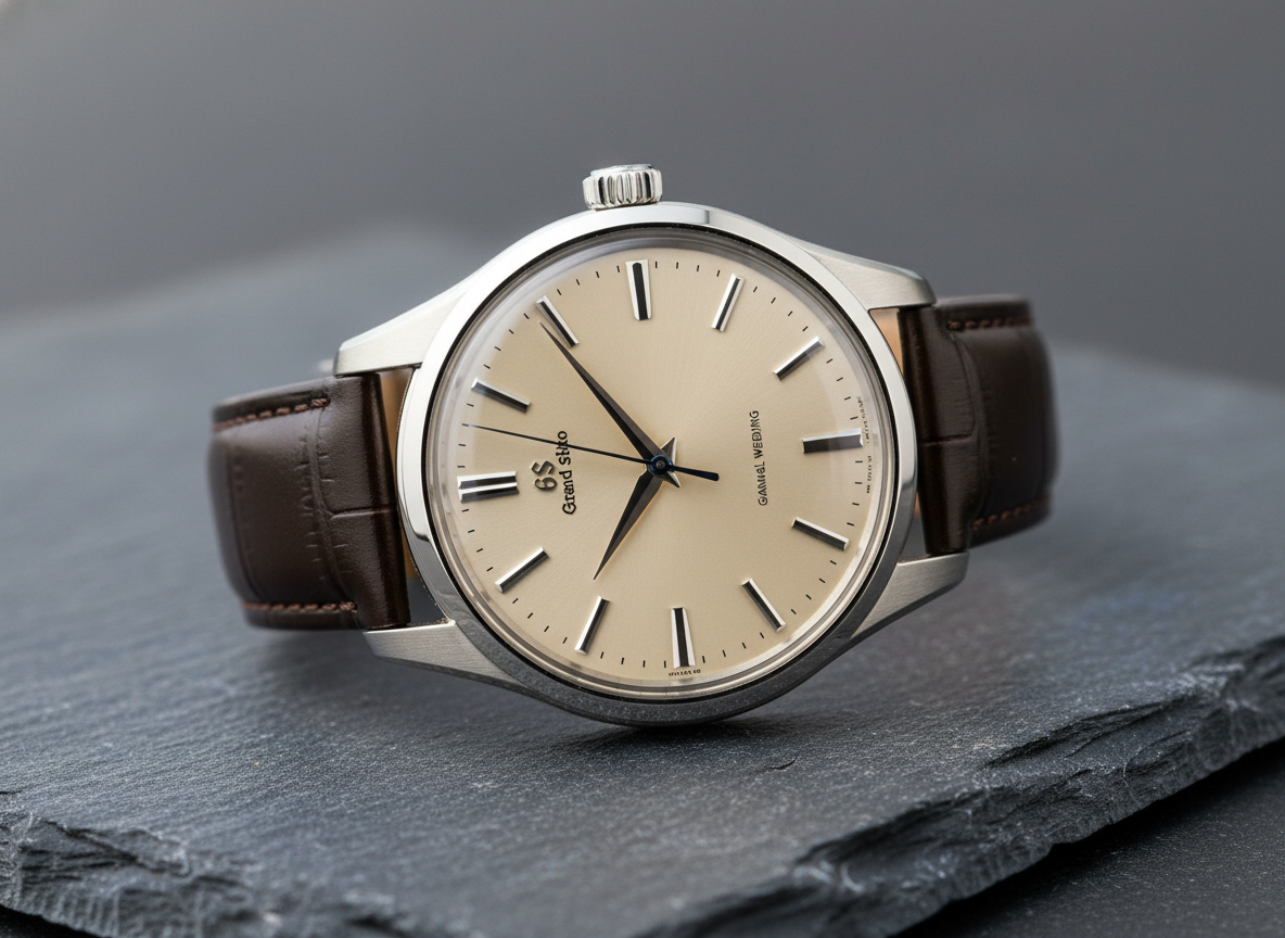 Grand Seiko SBGW231 manual-wind dress watch with beige dial, 37.3mm stainless steel case