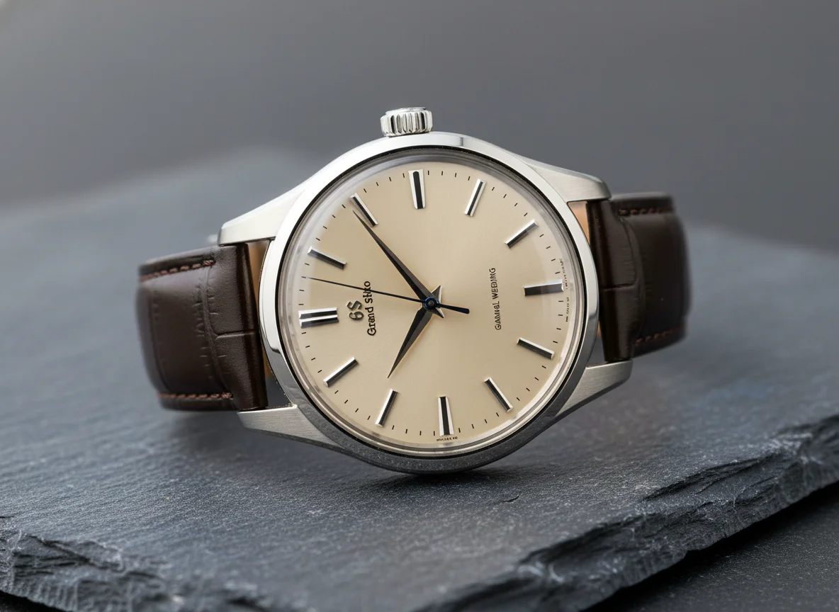 Grand Seiko SBGW231 manual-wind dress watch with beige dial, 37.3mm stainless steel case