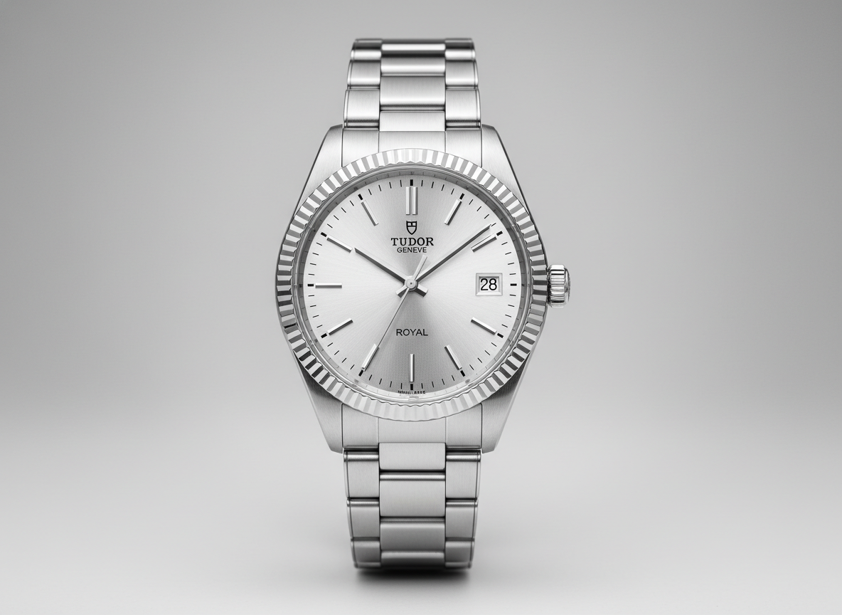 Tudor Royal 36mm 2026 with engine-turned bezel and integrated five-link bracelet