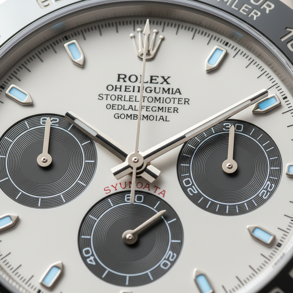 Macro close-up of the Rolex Daytona Rolesium grand feu enamel dial