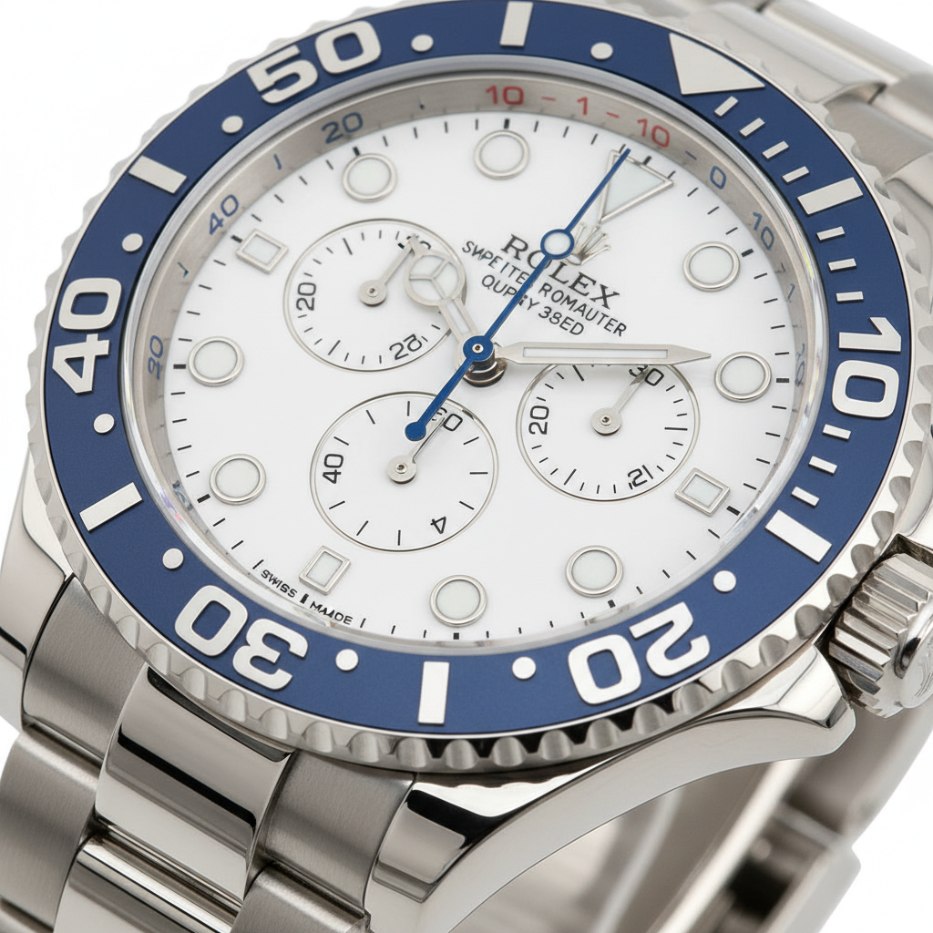 Rolex Yacht-Master II 126680 dial close-up showing maxi markers and countdown rehaut