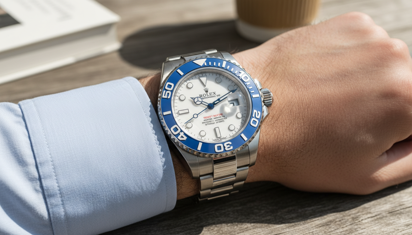 Rolex Yacht-Master II 126680 on wrist showing 44mm proportions