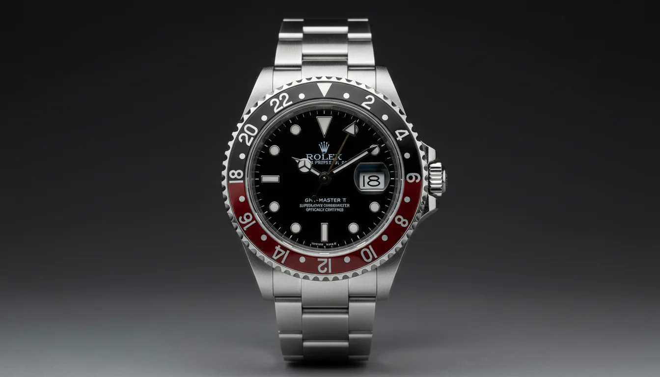 Rolex GMT-Master II with black and red bicolor 24-hour bezel and orange GMT hand