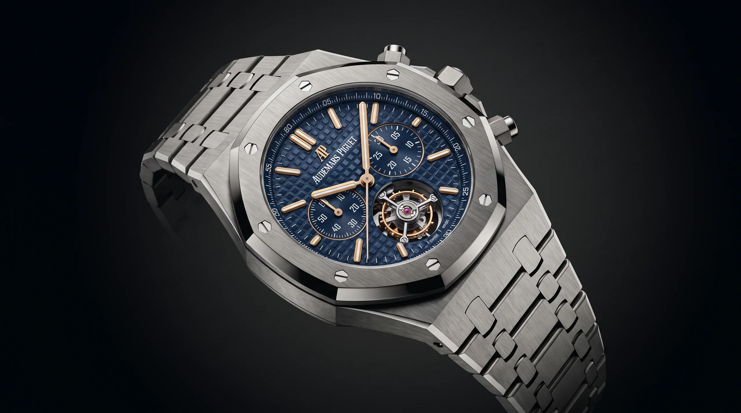 Audemars Piguet Royal Oak RD#5 150th Anniversary flying tourbillon chronograph with blue Grande Tapisserie dial
