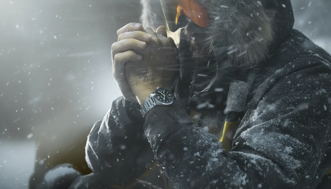 Tudor Northflag GMT on wrist showing the H-shaped steel bracelet, wrist shot