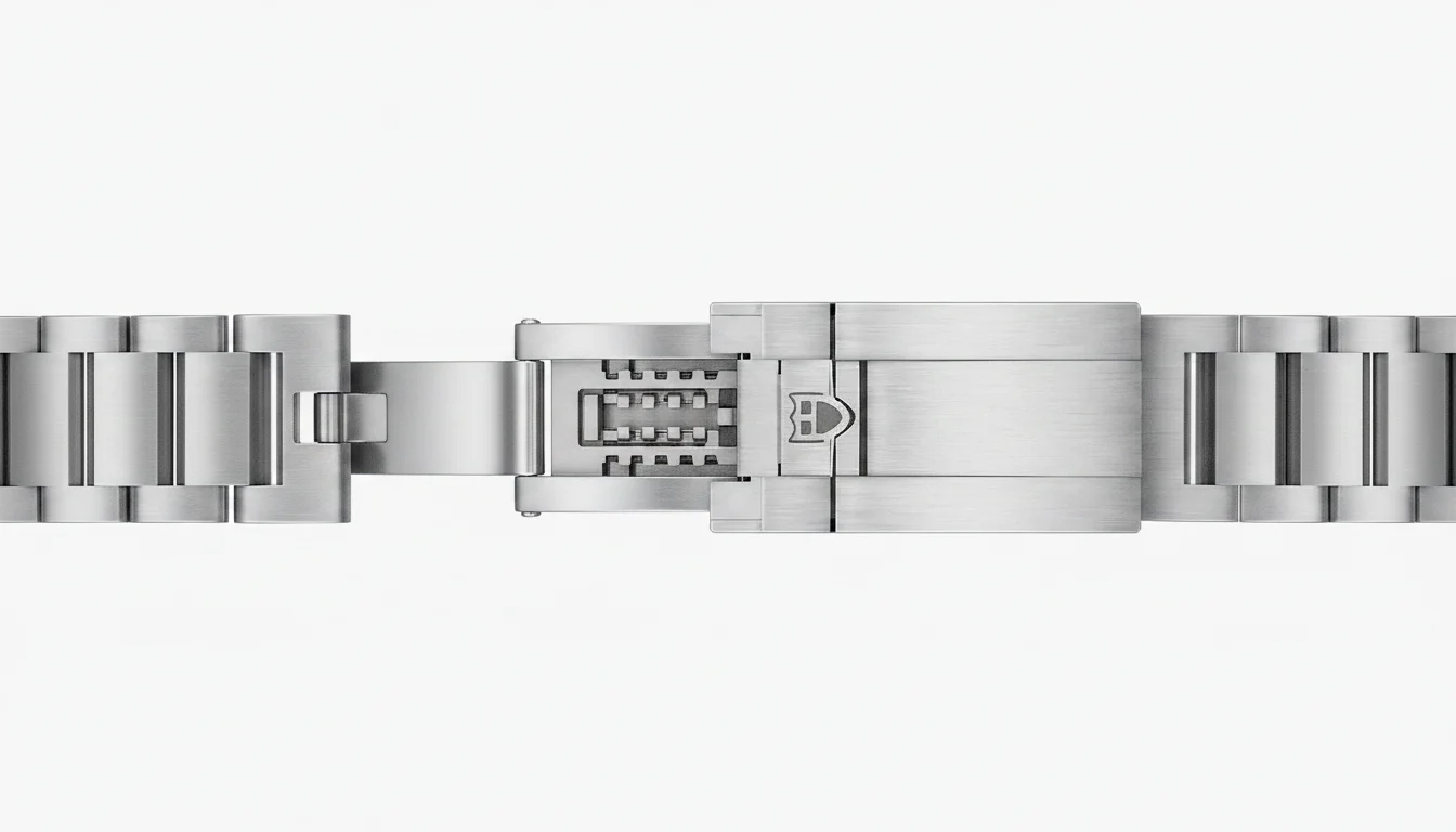 Tudor Northflag GMT H-shaped steel bracelet and T-Fit clasp, macro view