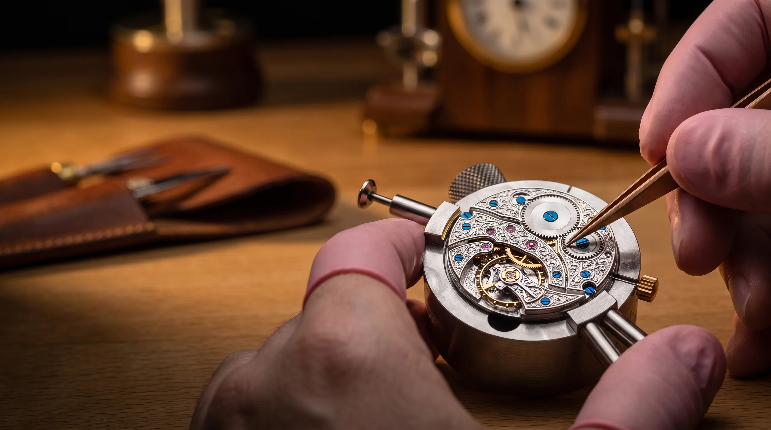 Hand-finished in-house haute movement with engraved bridges