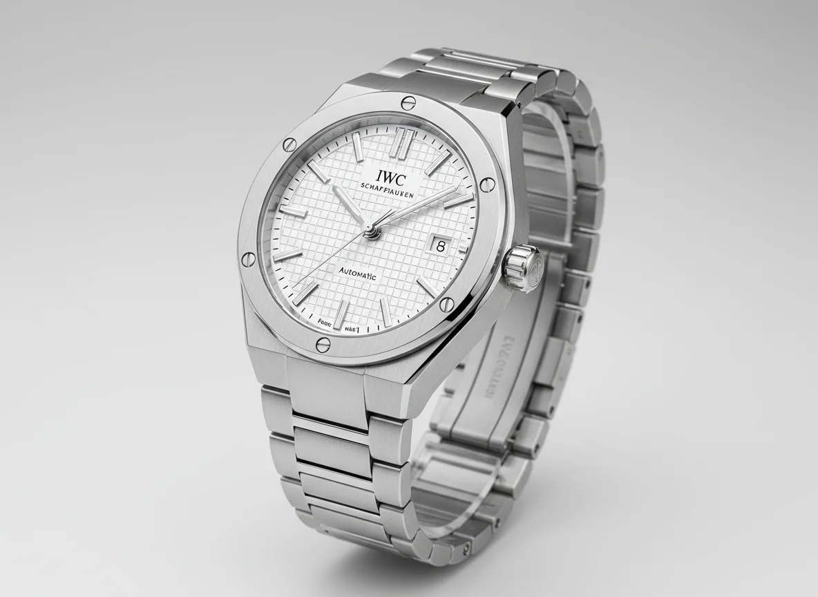 IWC Ingenieur Automatic 40 IW328902 in stainless steel with silver grid dial and integrated bracelet