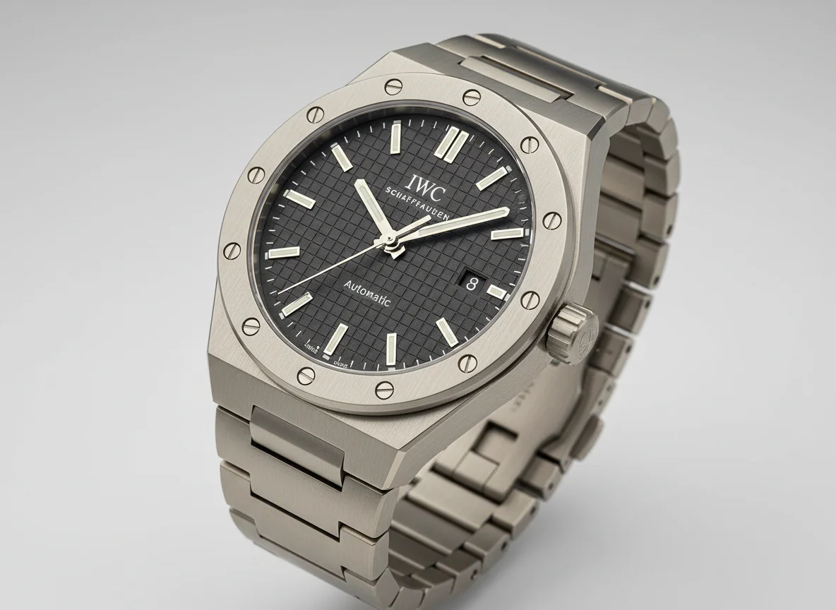 IWC Ingenieur Automatic 40 IW328904 in grade 5 titanium with sandblasted dark gray dial and integrated titanium bracelet