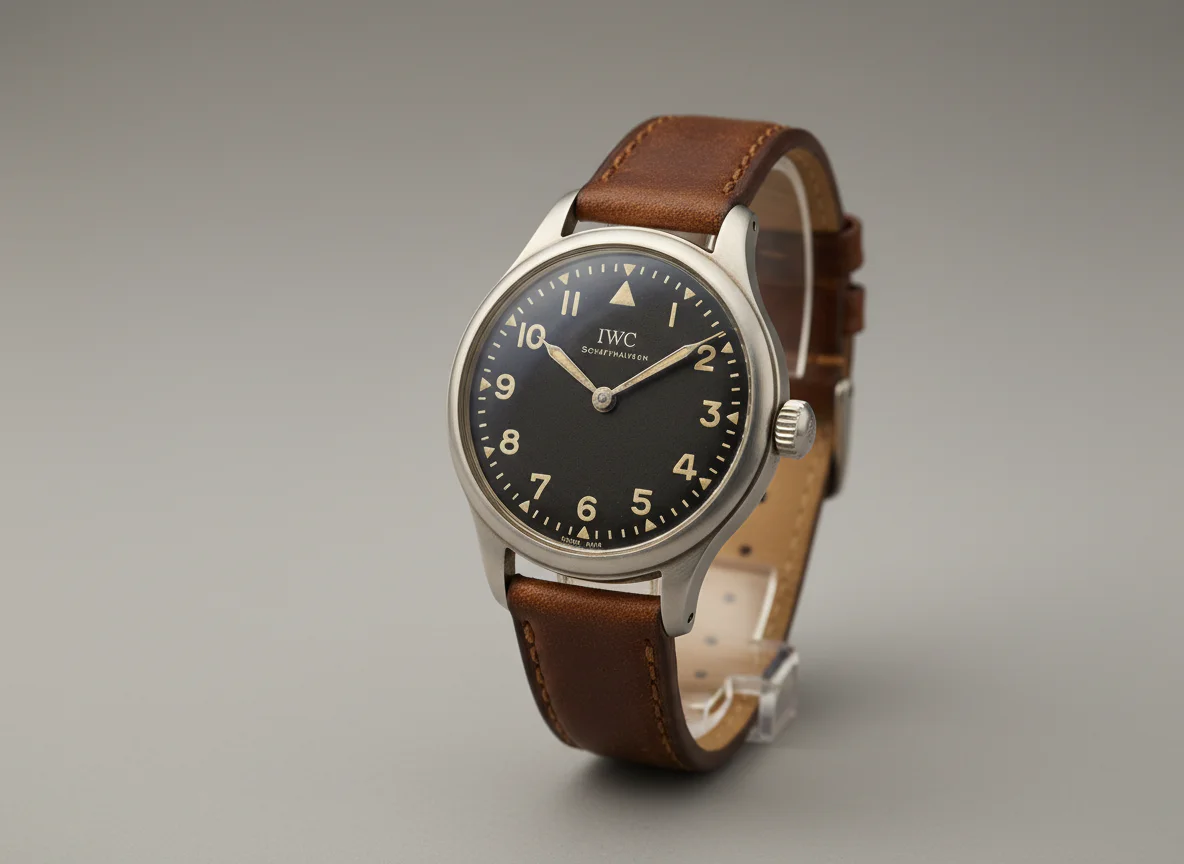 Vintage 1936 IWC Pilot's Watch reference 325 in 36mm steel showing the original Flieger pilot watch design with traditional crown