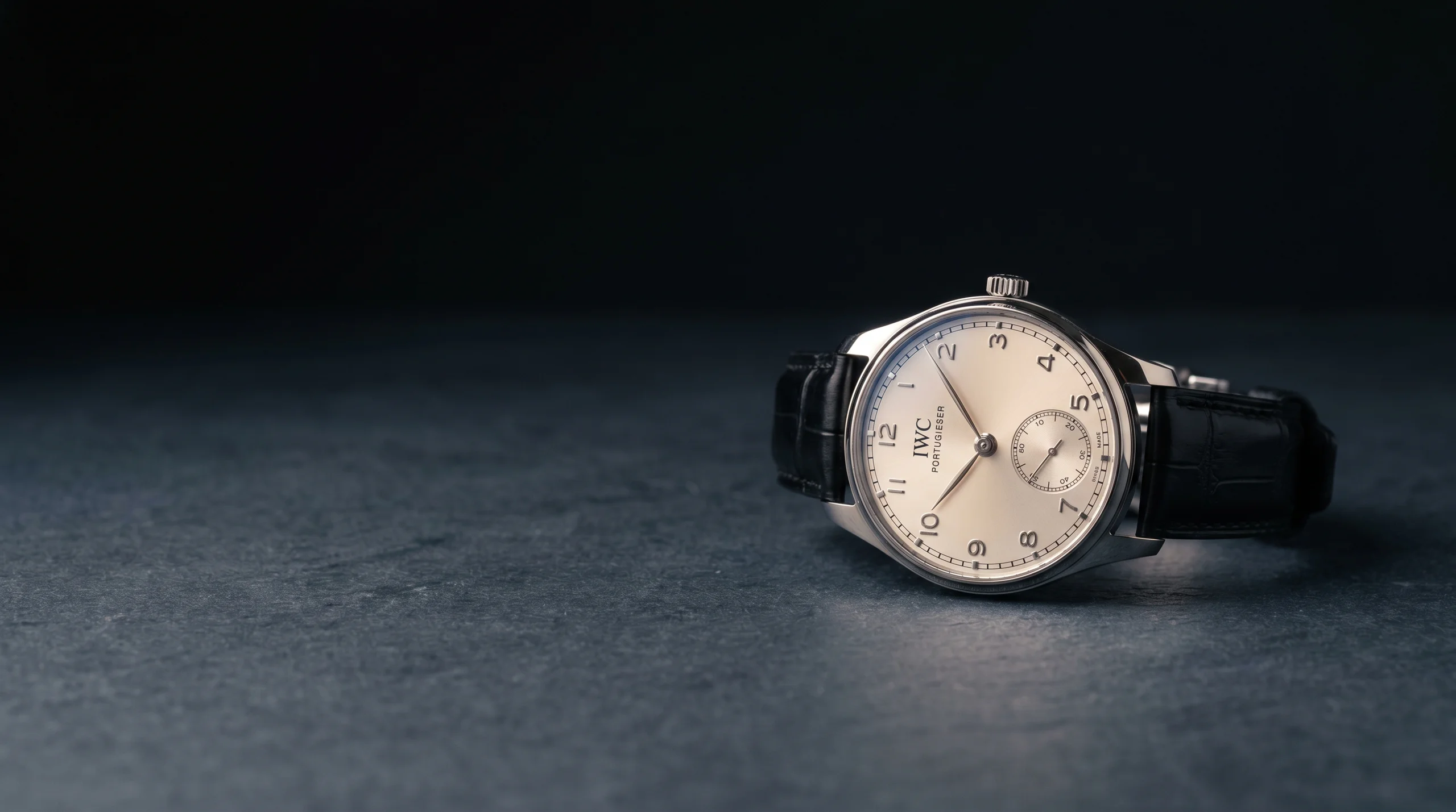 IWC Portugieser Automatic 40 reference IW358303 in stainless steel with silver dial, applied polished Arabic numerals and small seconds at 6