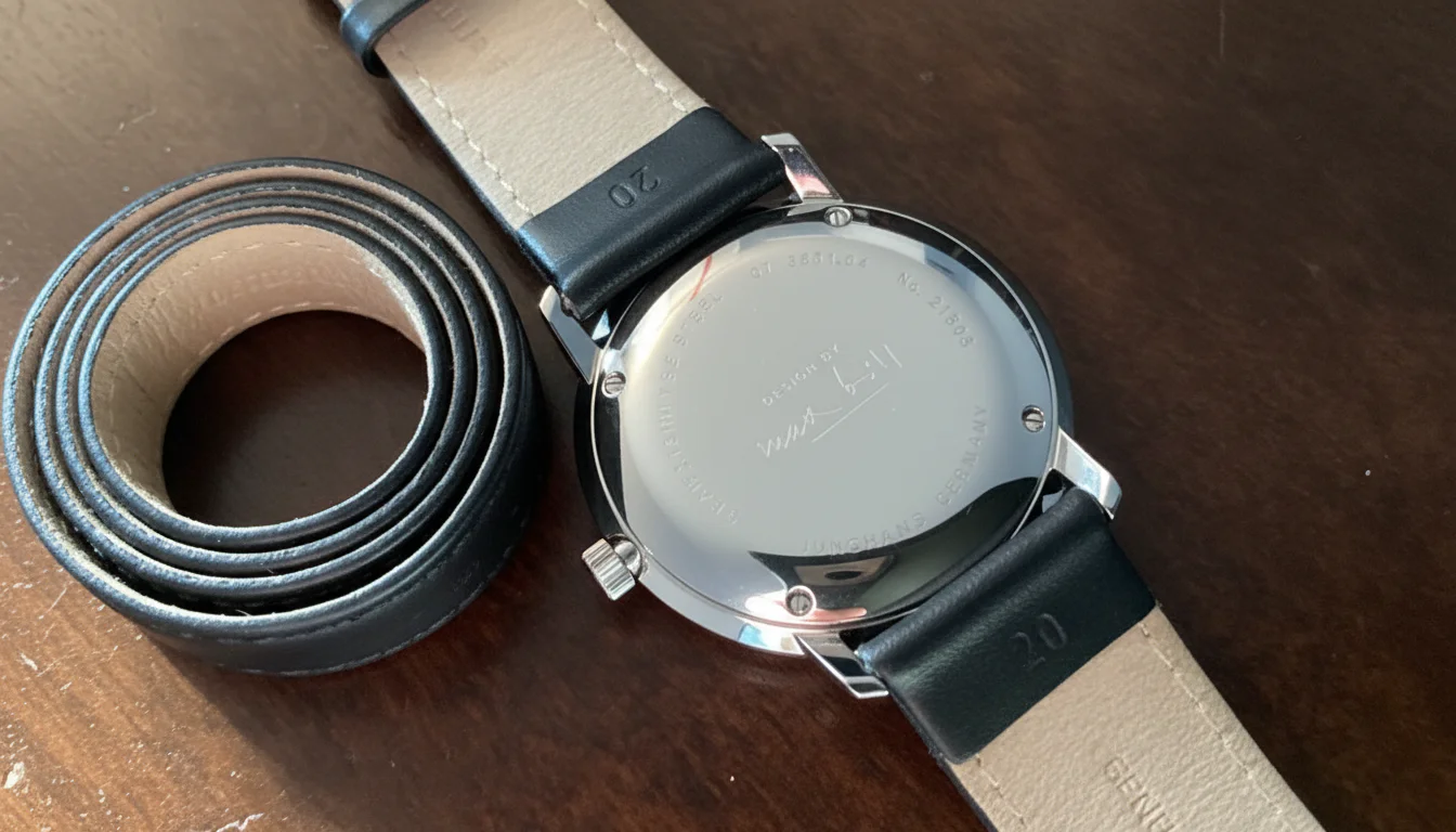 Junghans Max Bill caseback engraved with the Max Bill signature and Junghans Germany text
