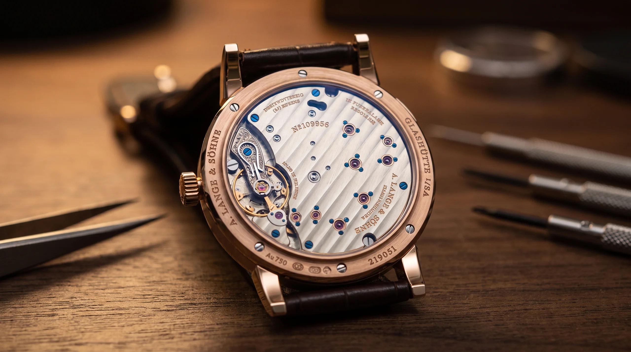 A. Lange and Sohne Lange 1 movement with German silver three-quarter plate and hand-engraved balance cock