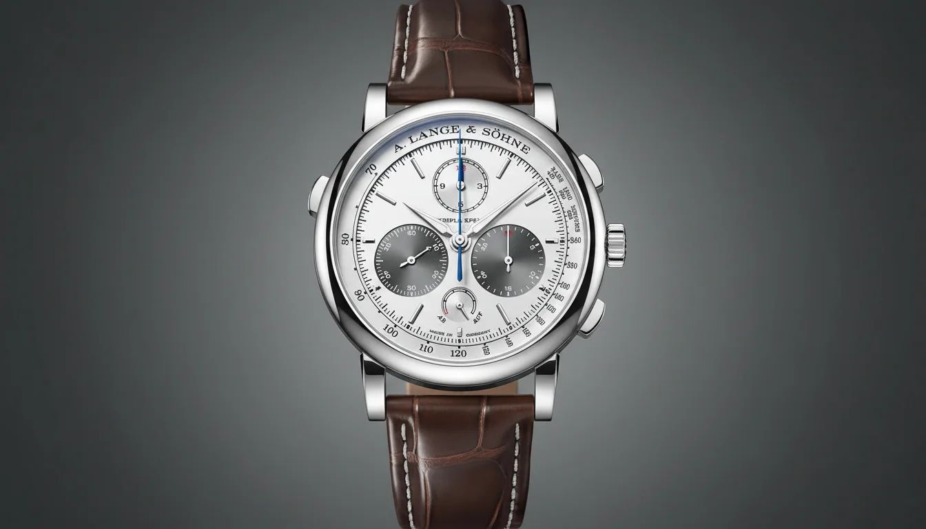 A. Lange & Söhne Triple Split in platinum with rhodium-colored panda dial, front view