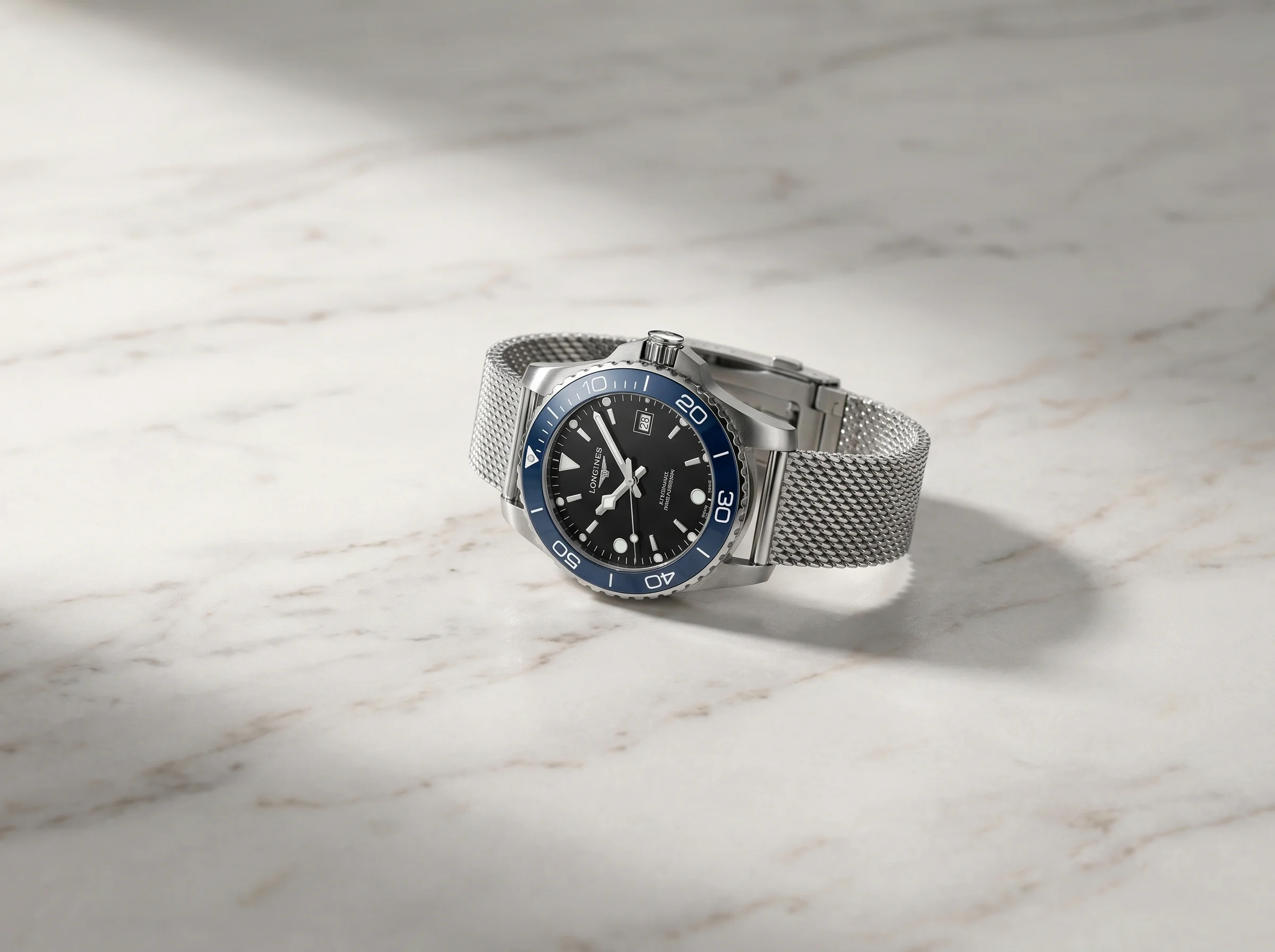 The HydroConquest on its new fine Milanese mesh bracelet