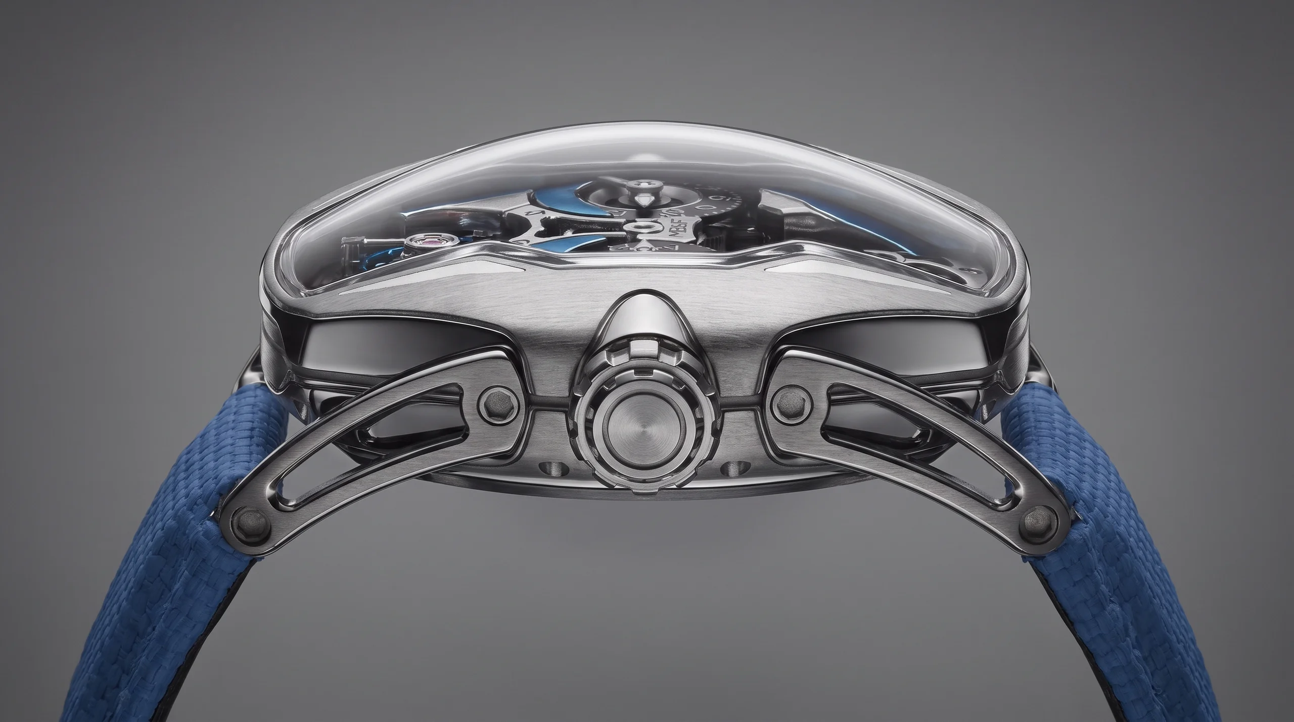MB&F HM12 The Guardian case side profile showing the sapphire crystal construction and titanium finishing