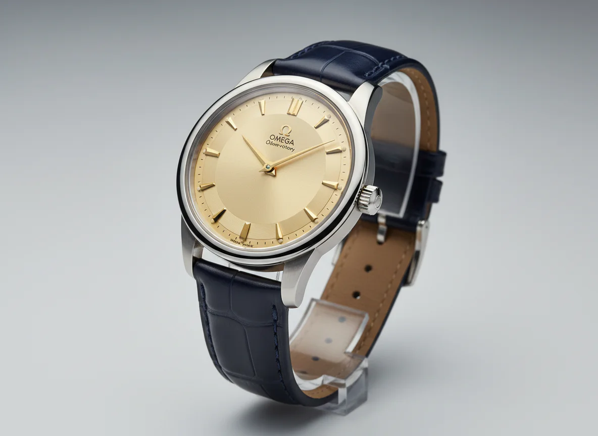Omega Constellation Observatory 140.93.39.21.99.001 in platinum-gold with champagne yellow pie-pan dial