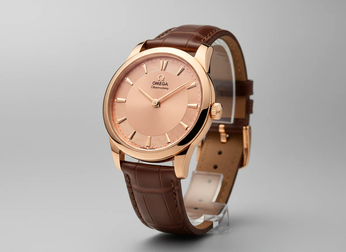 Omega Constellation Observatory 140.53.39.21.99.002 in 18K Sedna Gold with salmon pink pie-pan dial