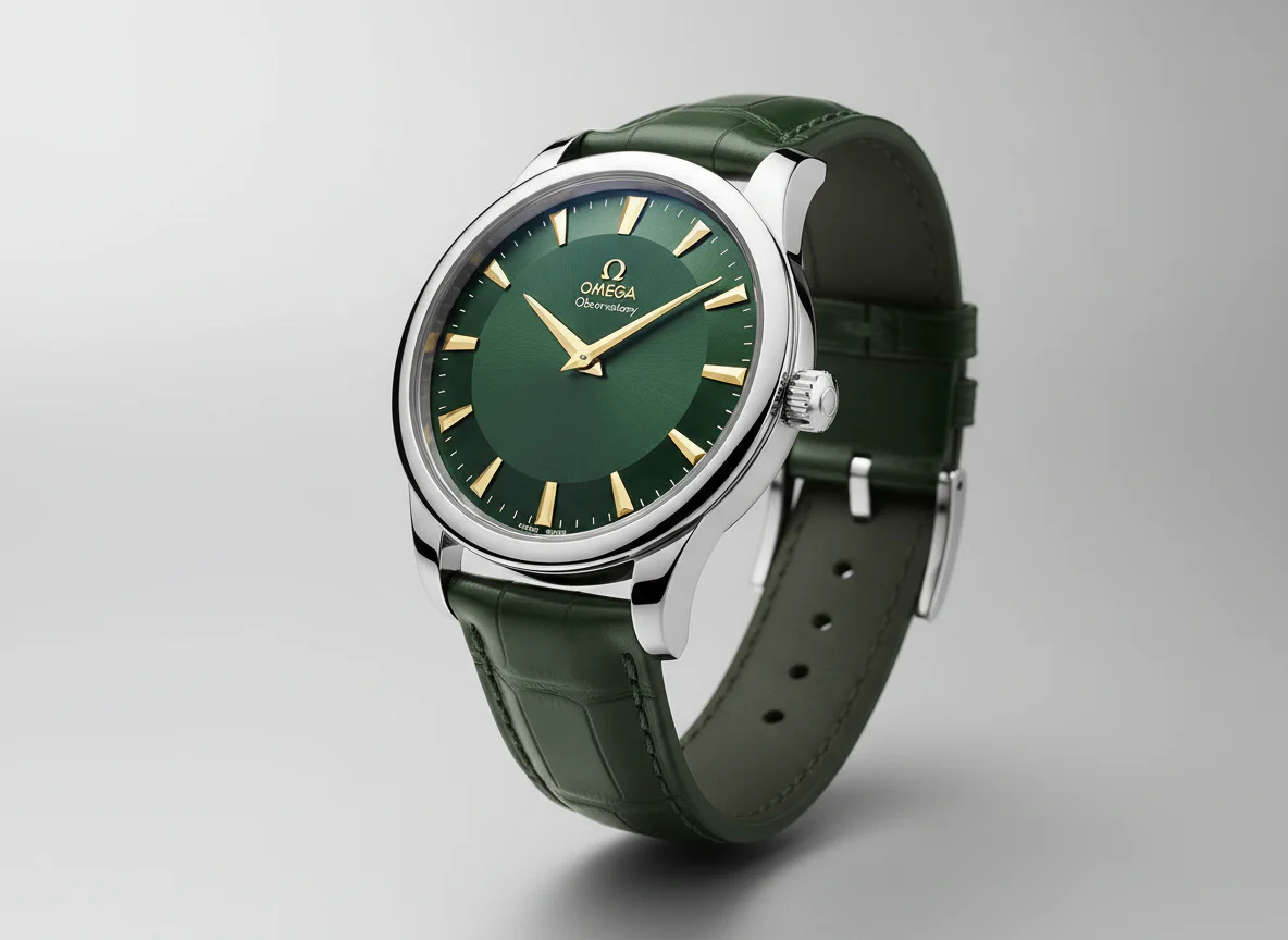 Omega Constellation Observatory 140.13.39.21.10.001 in O-MEGASTEEL with British racing green pie-pan dial