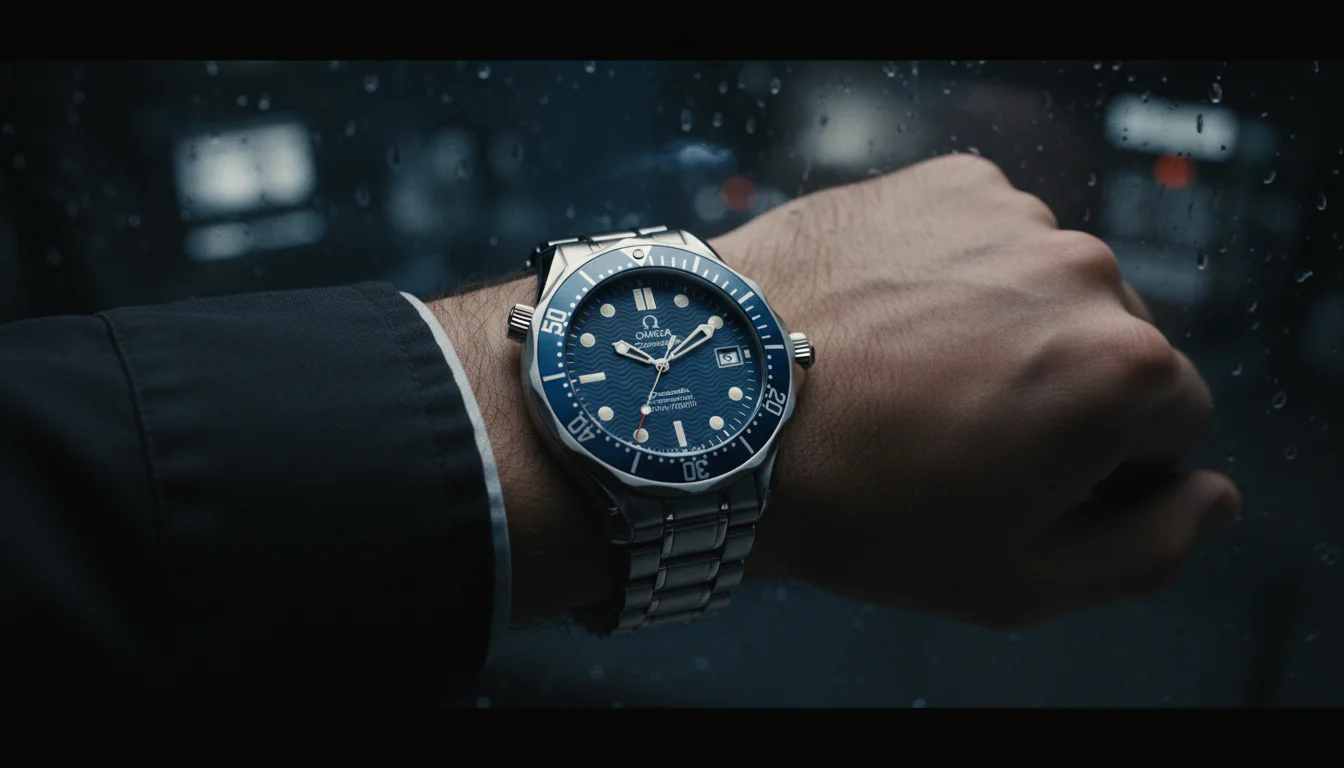 Wrist shot of an Omega Seamaster Professional 300M 2541.80, the quartz GoldenEye reference worn by Pierce Brosnan