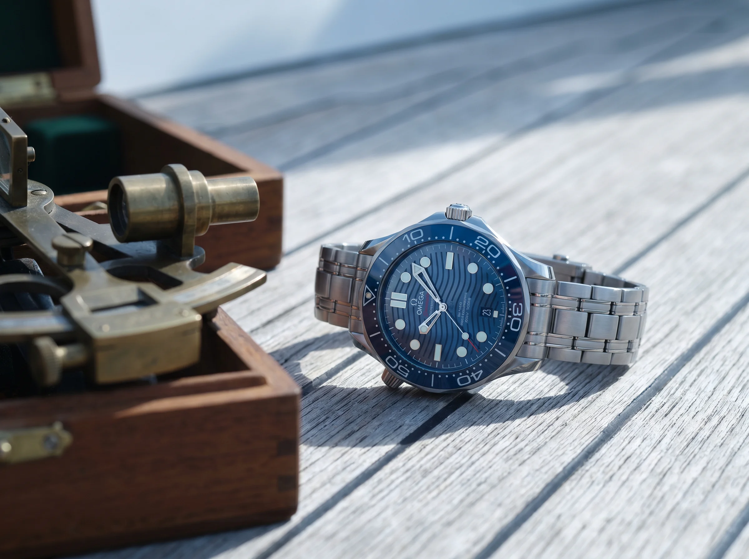 Omega Seamaster Diver 300M with blue wave dial