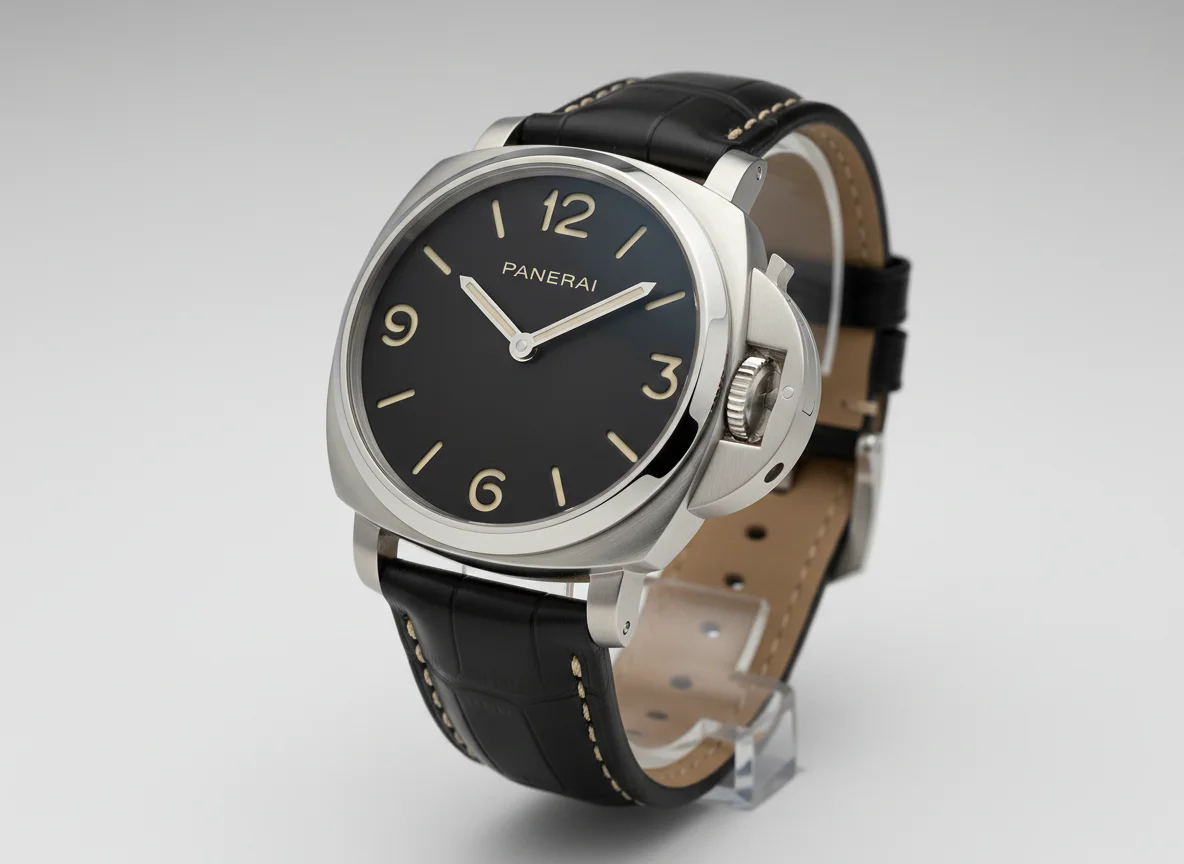 Panerai Luminor Base 44mm in steel with black sandwich dial and no subdial complications