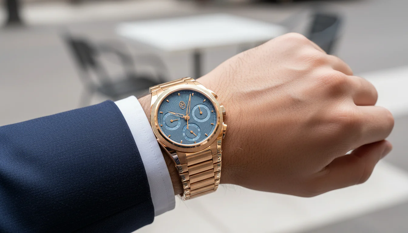 Parmigiani Fleurier Tonda PF chronograph worn on the wrist in rose gold