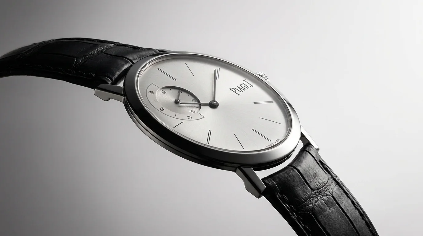 Piaget Altiplano Ultra-Thin in 18K white gold, showing the extreme thinness of the case profile.