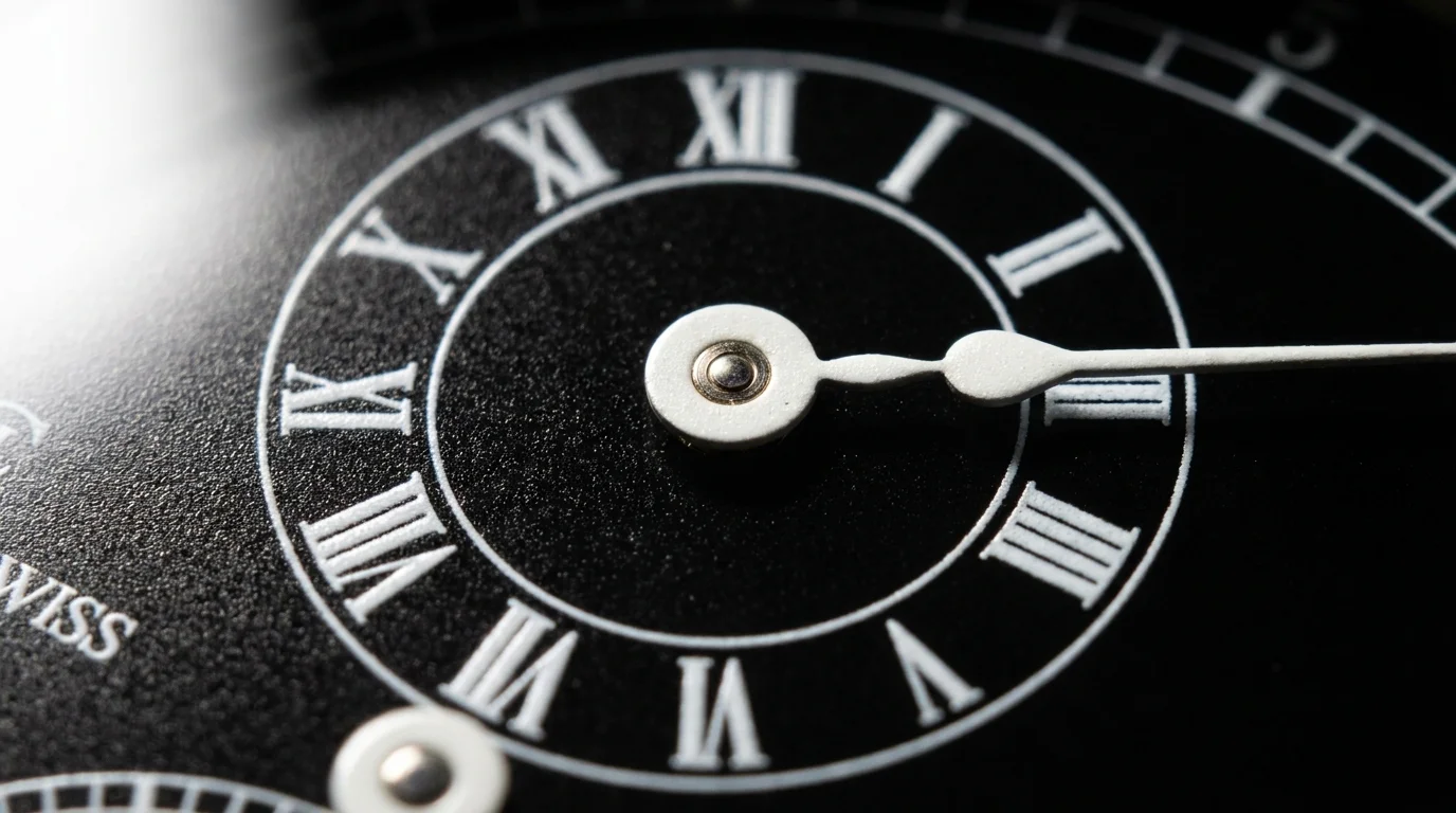 Extreme macro of a regulator watch hour sub-dial with Roman numerals