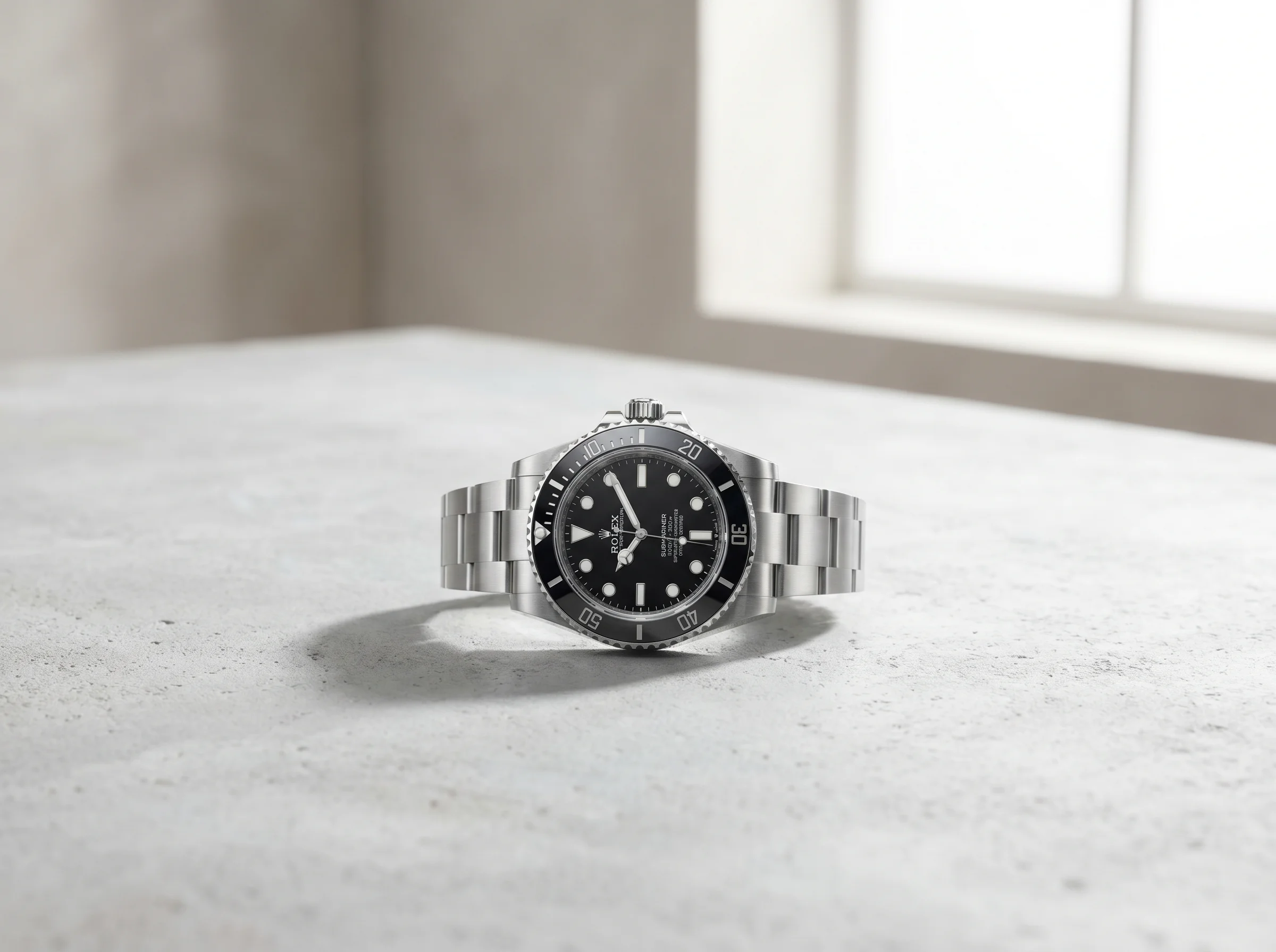 Rolex Submariner No-Date 124060 41mm stainless steel with black Cerachrom bezel and symmetrical black dial without date complication