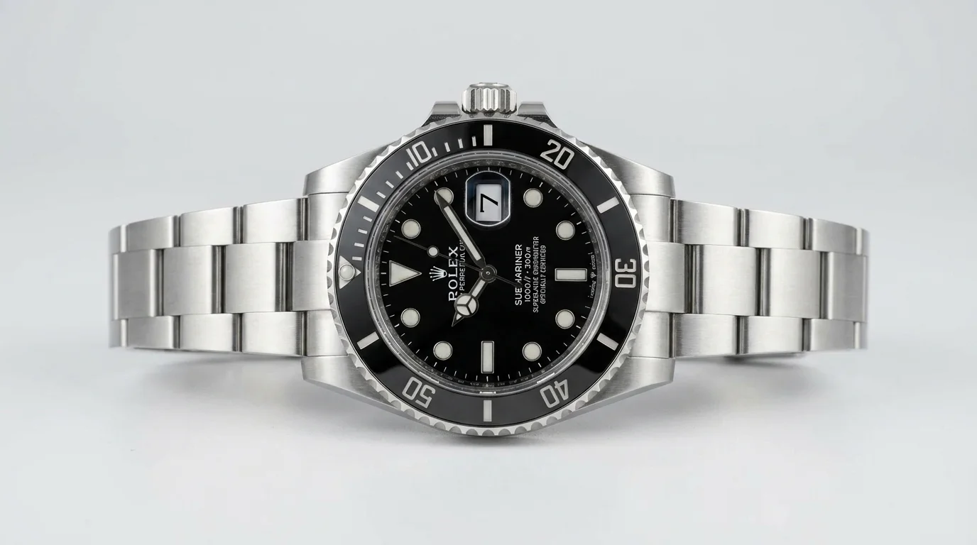 Rolex Submariner 126610LN with black Cerachrom bezel and Oyster steel bracelet.
