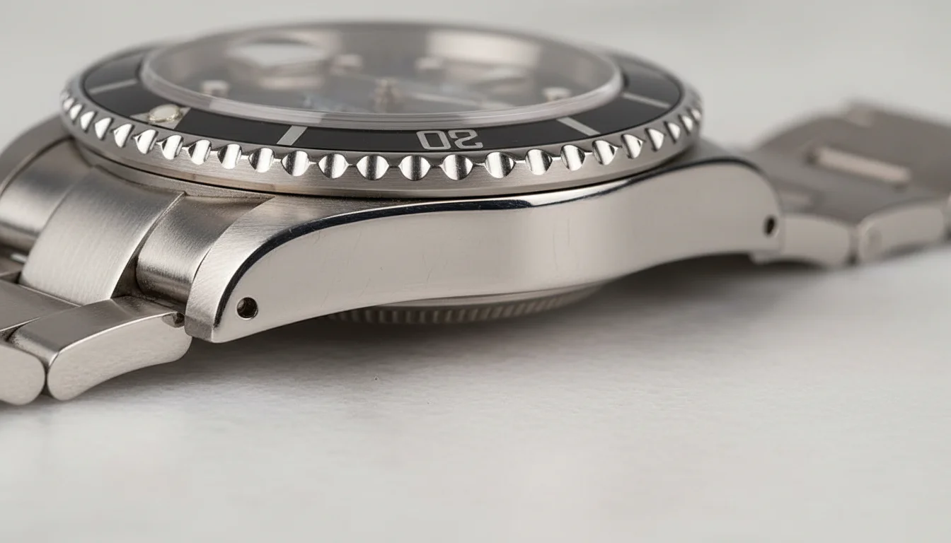 Rolex Submariner case side profile showing the lug and case construction