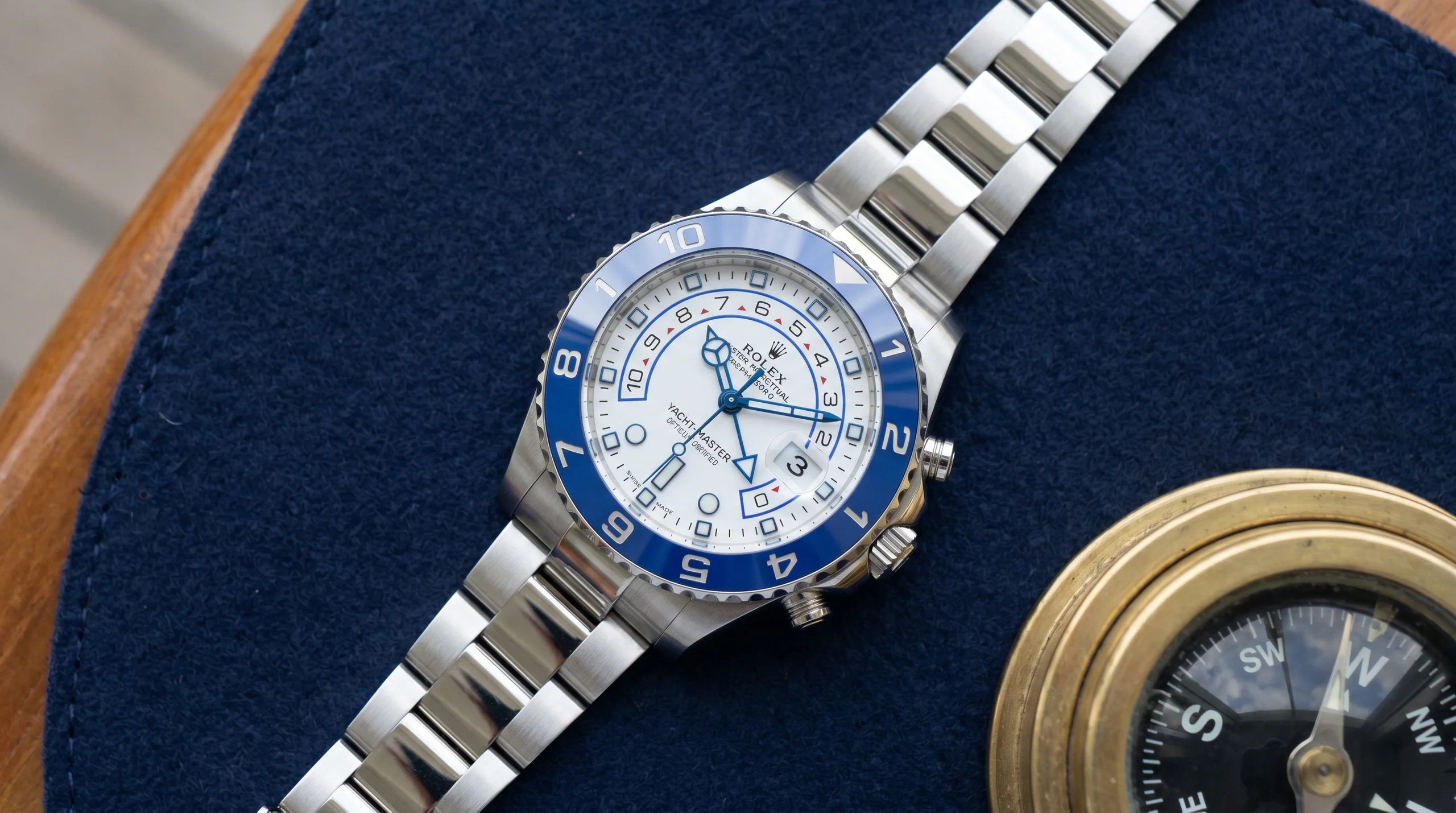 The redesigned Rolex Yacht-Master II reference 126680 launched at Watches and Wonders 2026 with the regatta countdown relocated from the dial to the flange edge, blue Cerachrom bezel, and new caliber 4162 with counterclockwise countdown hands.