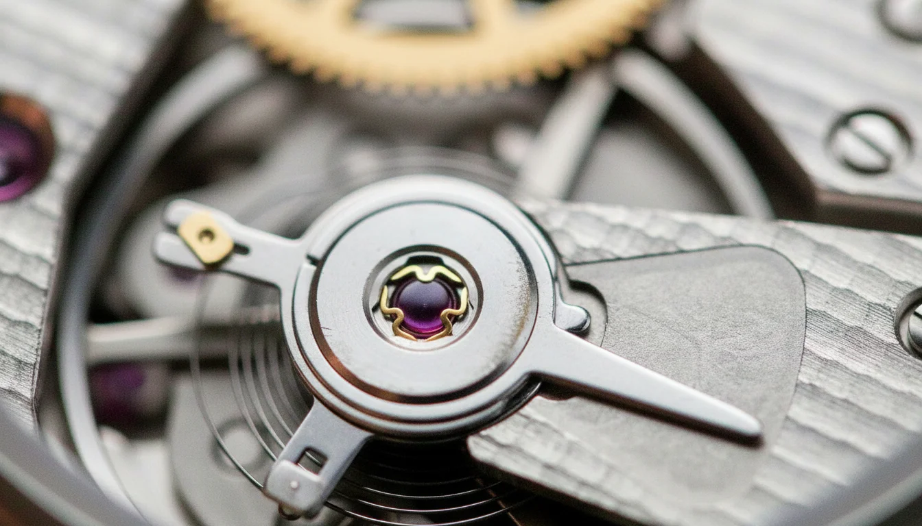 Shock protection explained, an Incabloc lyre-shaped spring holding the balance cap jewel