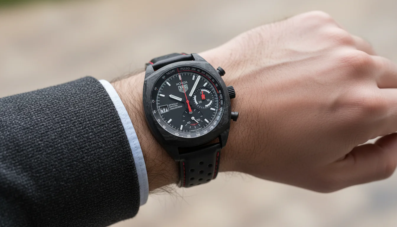 TAG Heuer Monza Flyback Chronograph Carbon worn on the wrist