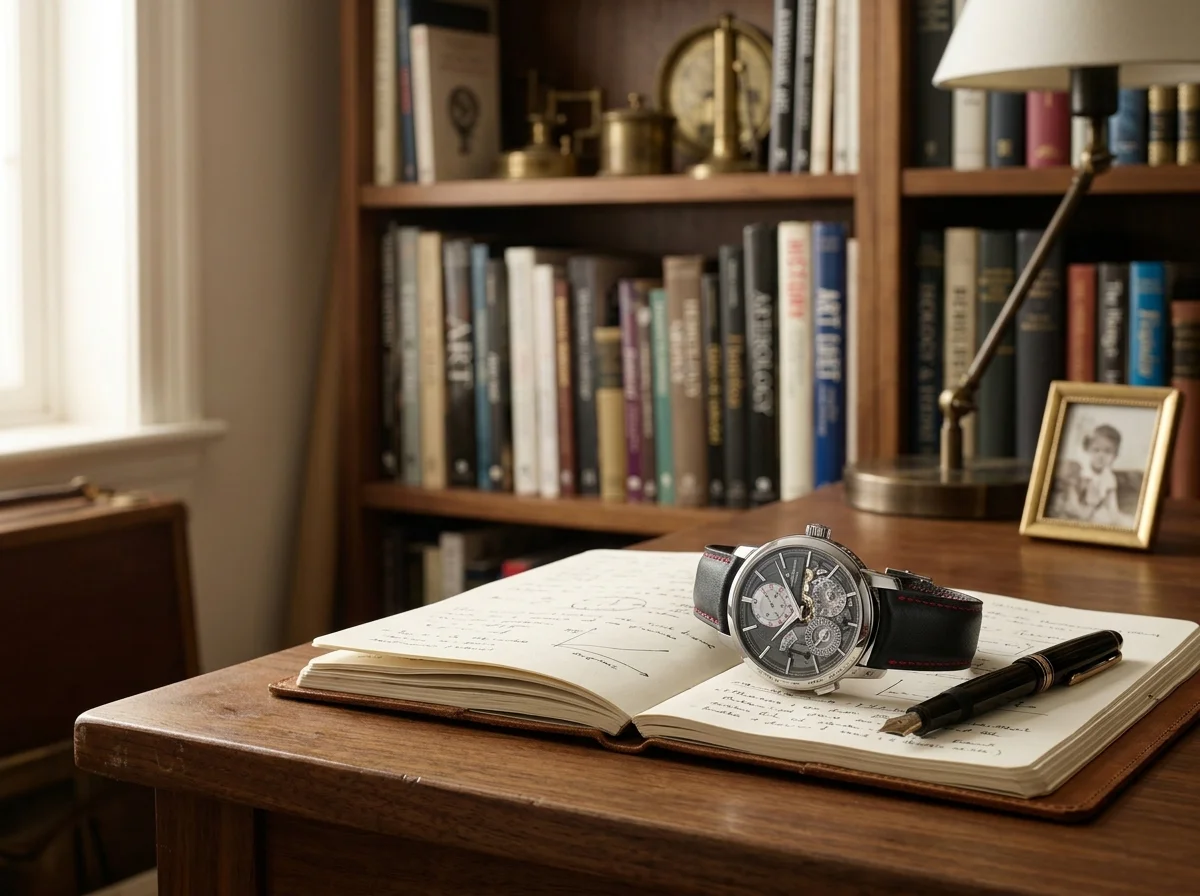 A two-part sapphire dial leaves much of the calibre on display.